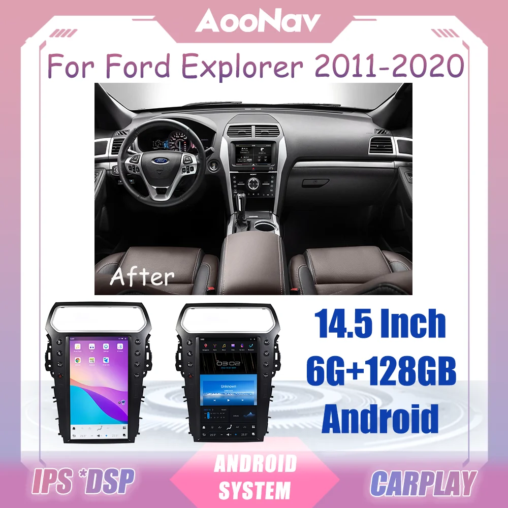 

Автомобильный радиоприемник 14,5 дюйма для Ford Explorer 2011-2020 Android GPS-навигация автомобильный стерео Мультимедийный видеоплеер Carplay WIFI головное устройство