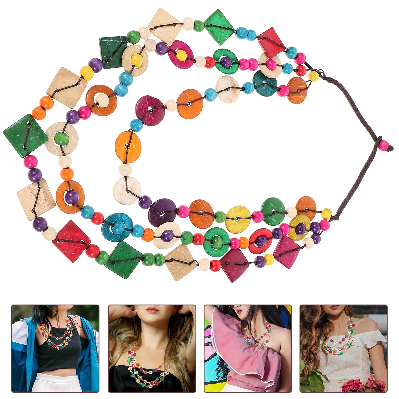 

Vintage woven beaded Bohemia pendent Necklace with Shell Charms for Ladies and