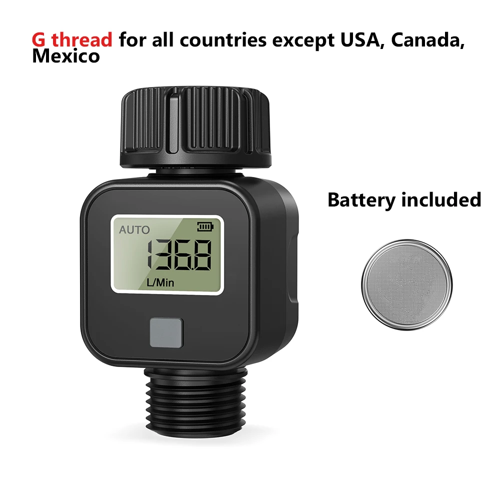 

Цифровой расходомер воды, высокая точность, IP6X, измерение расхода воды и расхода для наружного сада, полива, ирригационного шланга