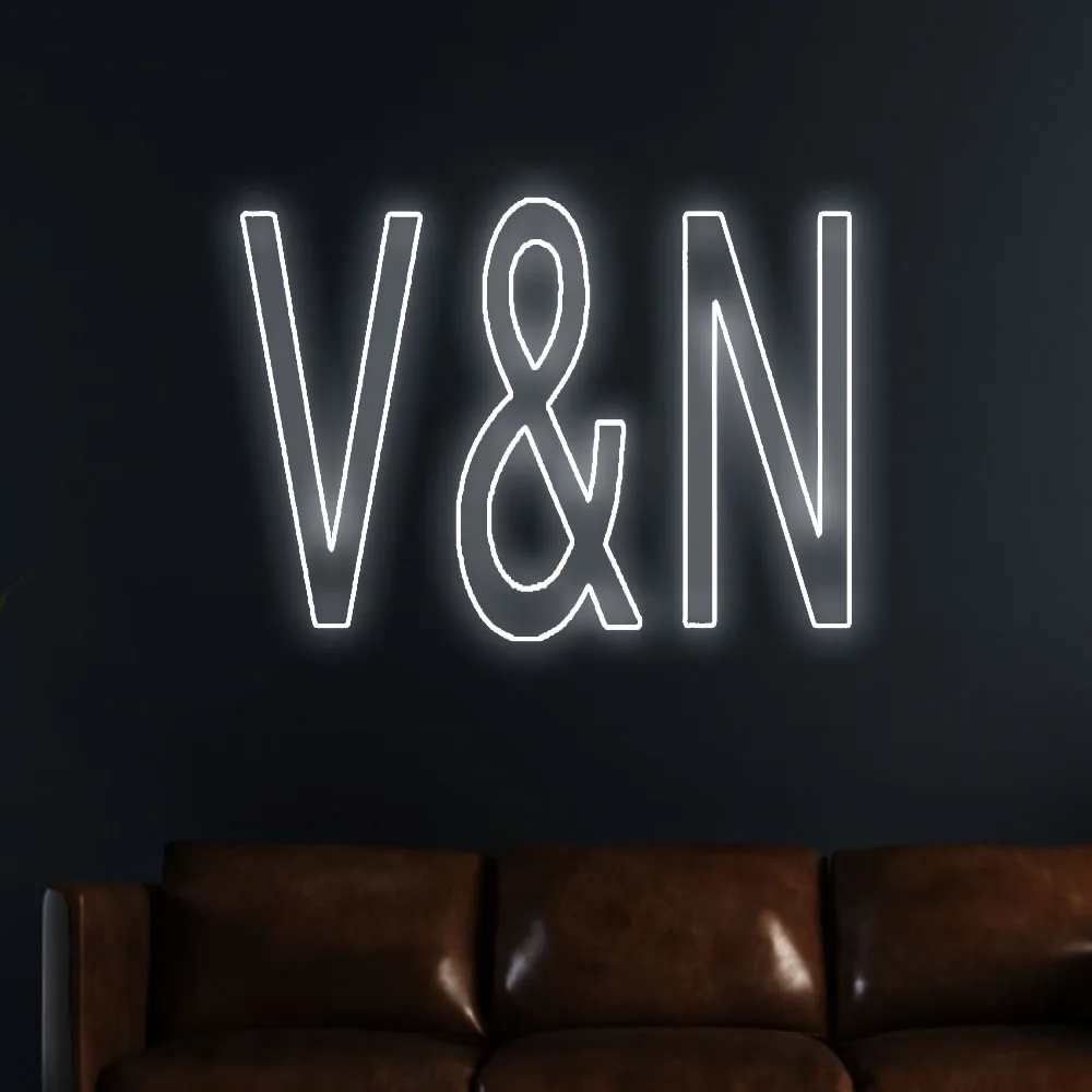 

Custom 70cm/28 inch Big Neon Sign Letter V & N Flex LED Letters Light Baby Birthday Wedding Letter Table Sign Personalized Lamp