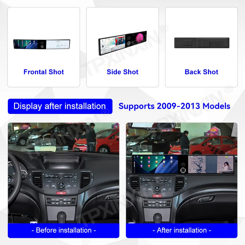 Фото Двухэкранное автомобильное радио 12,3 дюйма для Honda Spirior 2009-2013, Android 13, HD-экран, CarPlay, GPS-навигация, мультимедийный проигрыватель, головное устройство для авто №5
