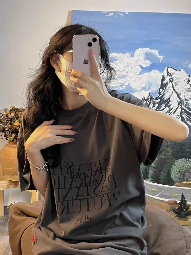 Американские Футболки с графическим принтом для женщин топы большого размера