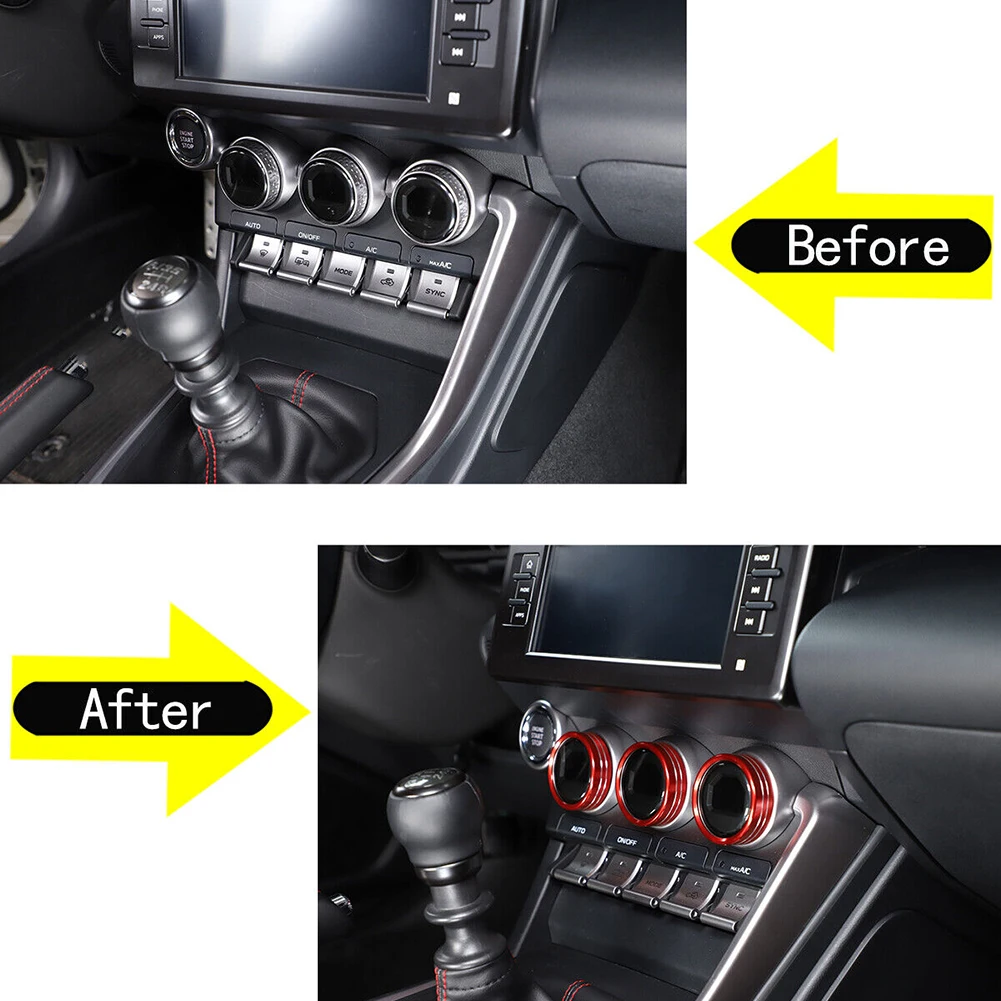 

Trim Cover Knob Trim Ring Knob Trim Ring 3Pcs/Set AC Knob Alloy Ring Center Console Durable For GR86/ BRZ 2022-2023
