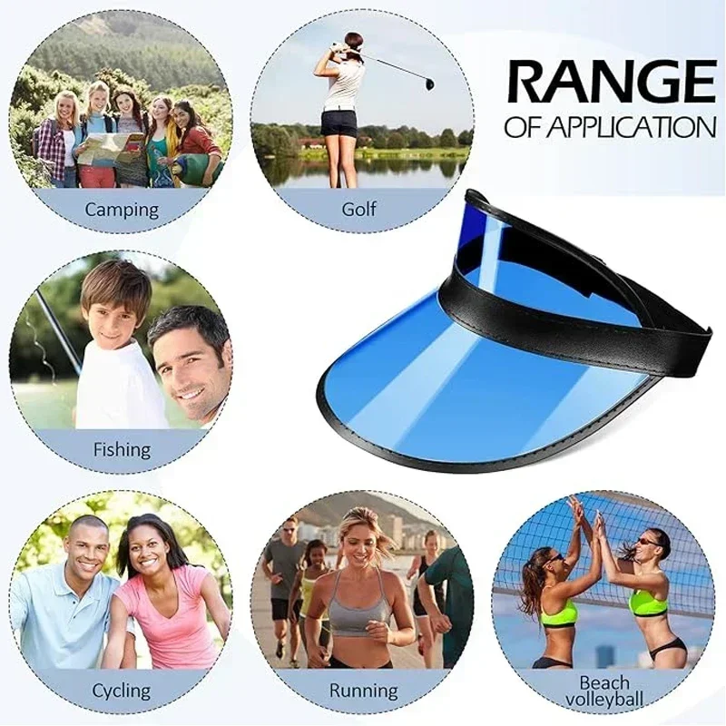 Синие прозрачные модные козырьки для мужчин и женщин мягкие ПВХ спортивные кепки