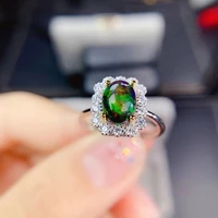 meibapj black opal gemstone fashion simple rings for women real 925 sterling silver charm fine wedding jewelry