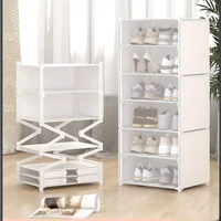 household folding free installation shoe rack simple modern storage shoe cabinet multi layer transparent dust proof shoe shelf