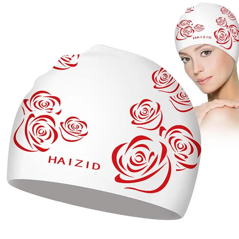 

Женские силиконовые шапки для плавания, с принтом, для длинных волос