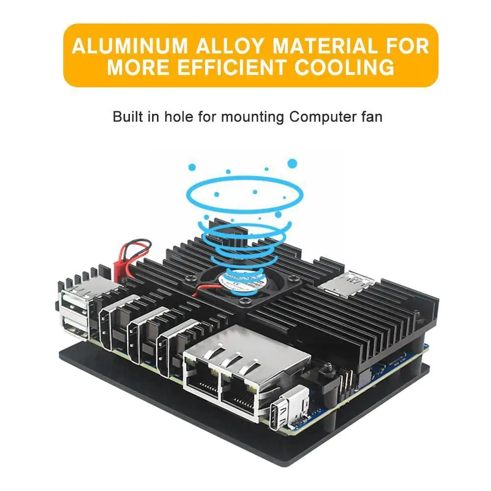 

For Orange Pi 5 Plus Aluminum Case Active Passive Cooling Shell With Fan Heat Sink Screwdriver For OPI 5 Plus K5Q4