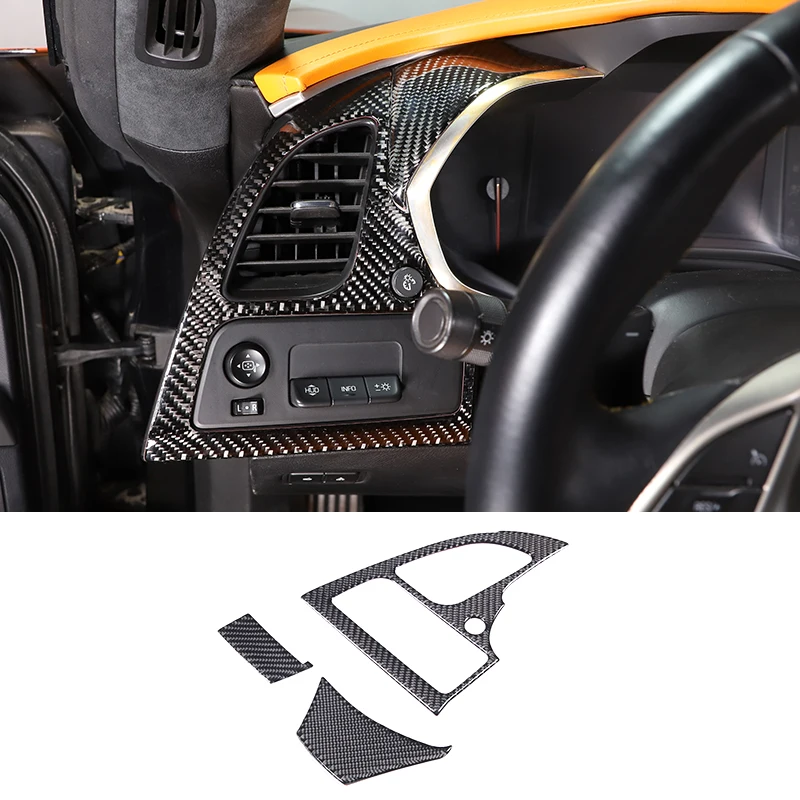 

Автомобильная панель на приборную панель, левая сторона кондиционера, Крышка вентиляционного отверстия, отделочные наклейки для Chevrolet Corvette C7 2014-2019, автомобильный аксессуар