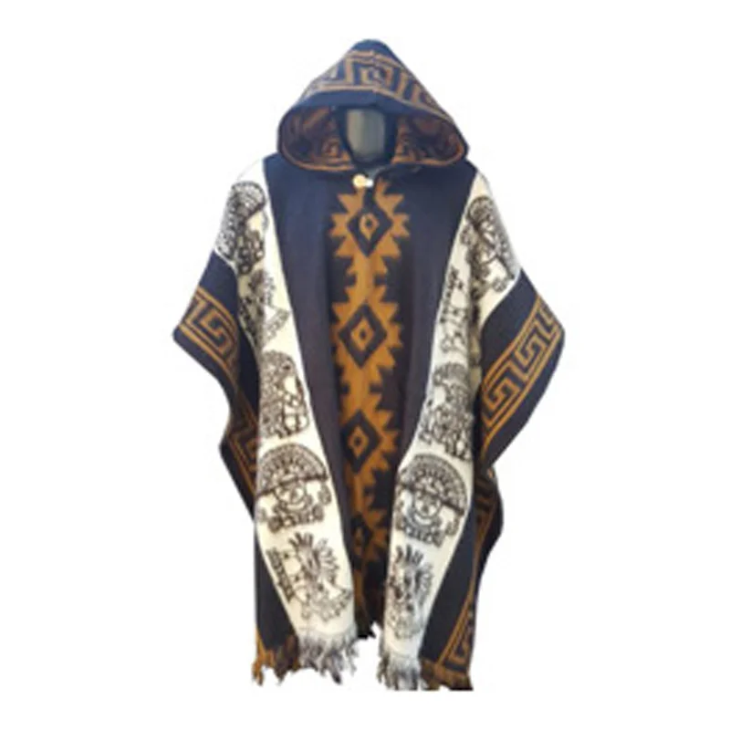 

Mens Fasion Knit Capes Men's Fasion Retro Etnic Totem Capes Sweater Capes