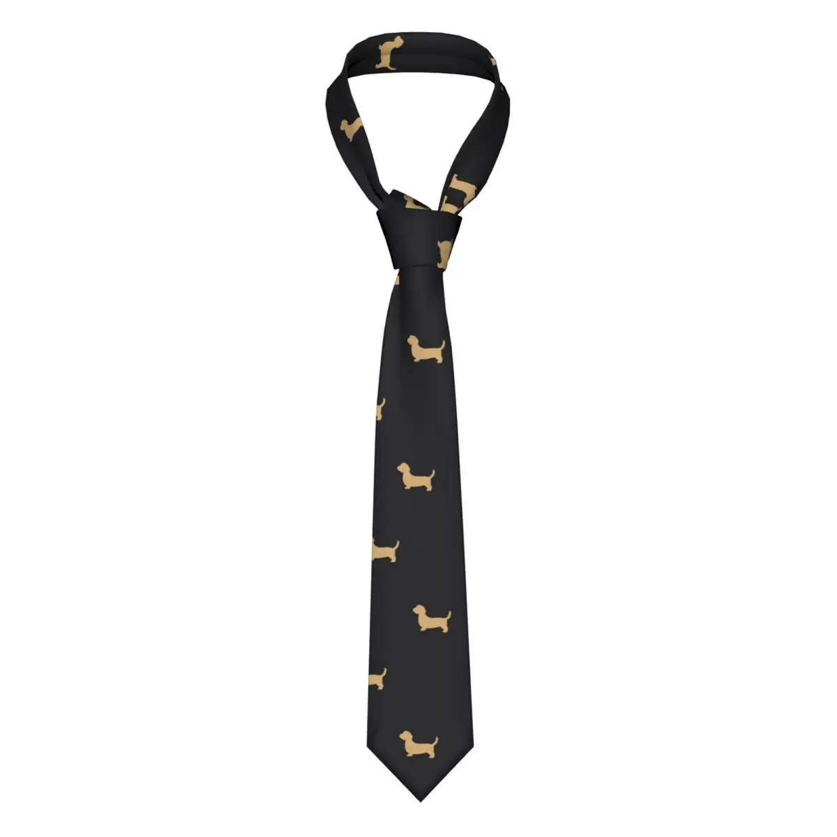 

Галстук с золотым принтом собаки забавная рубашка с животными винтажные Галстуки для шеи официальные аксессуары 8 см мужской галстук