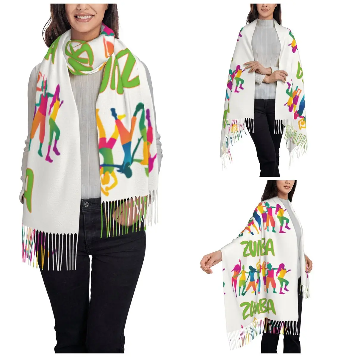 Женский шарф с кисточками Z-Zumbas большая зимняя теплая шаль и накидка для танцев