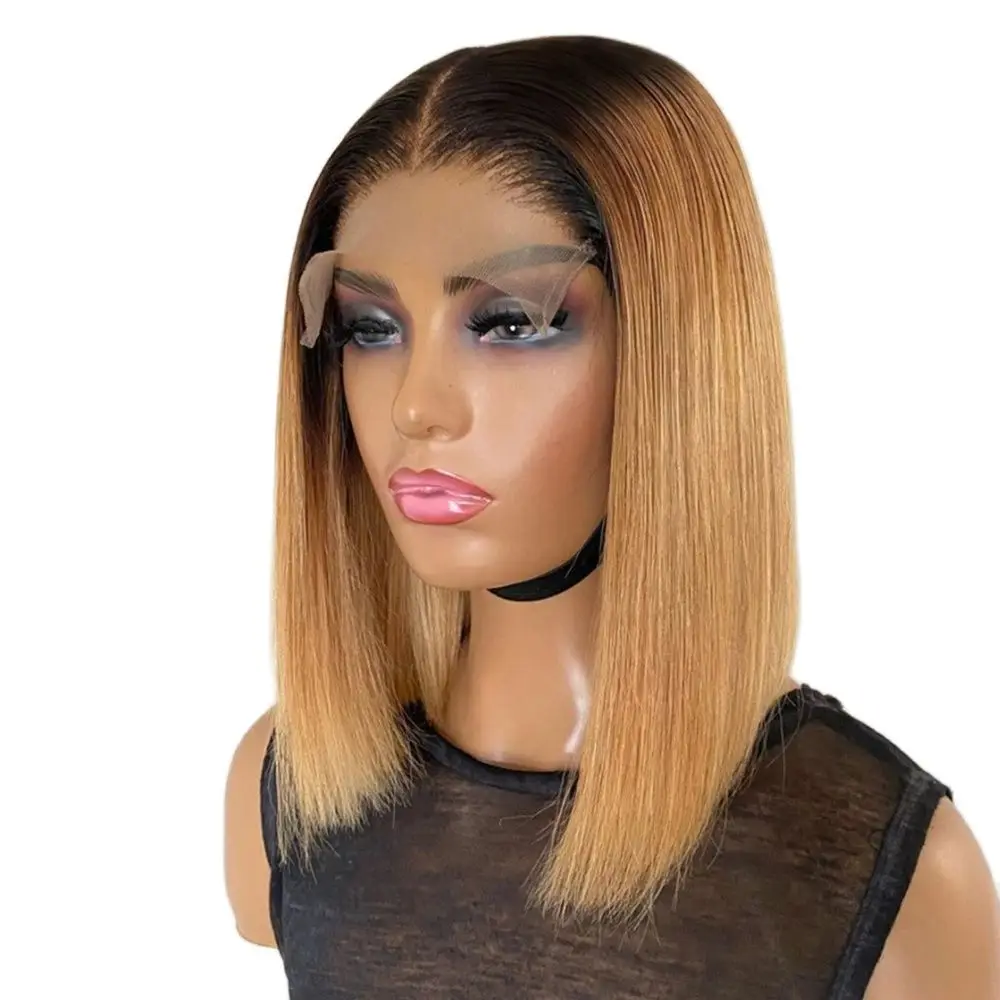 

Honey Blonde Ombre 13x4 Lace Front Bob Wigs Pre Plucked 150 Density 13x6 Frontal Women's Wig Straight Brazilian Human Hair Wigs