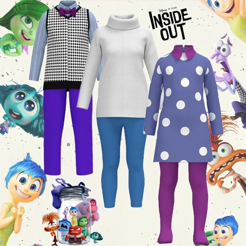 Аниме Inside Out Fear Ayo Edebiri Sadness Косплей Костюм Хэллоуин Дети Взрослые Униформа