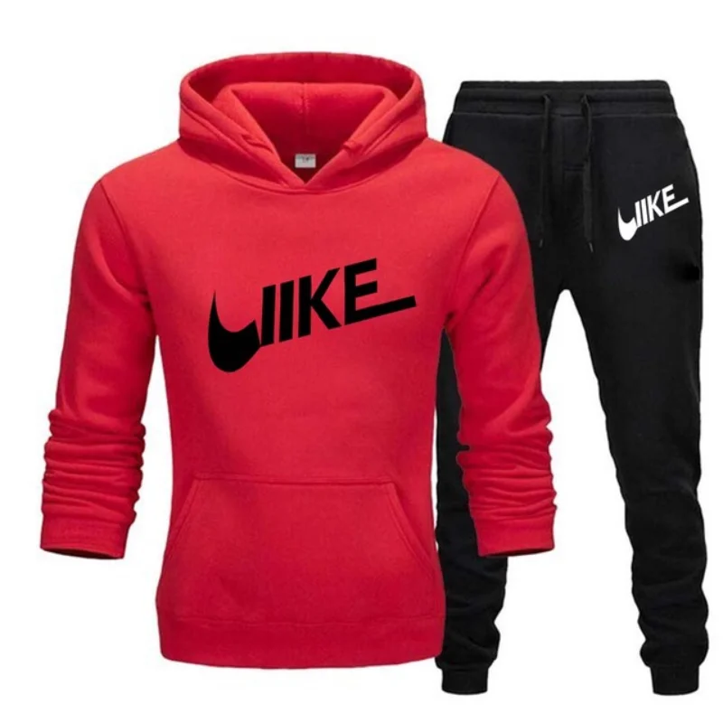 

2 parça setleri eşofman kapüşonlu Sweatshirt + İpli pantolon erkek spor Hoodies koşu spor erkekler