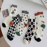 5pairs lot novelty socks spring autumn casual cotton korean style socks women plaid heart cotton short socks