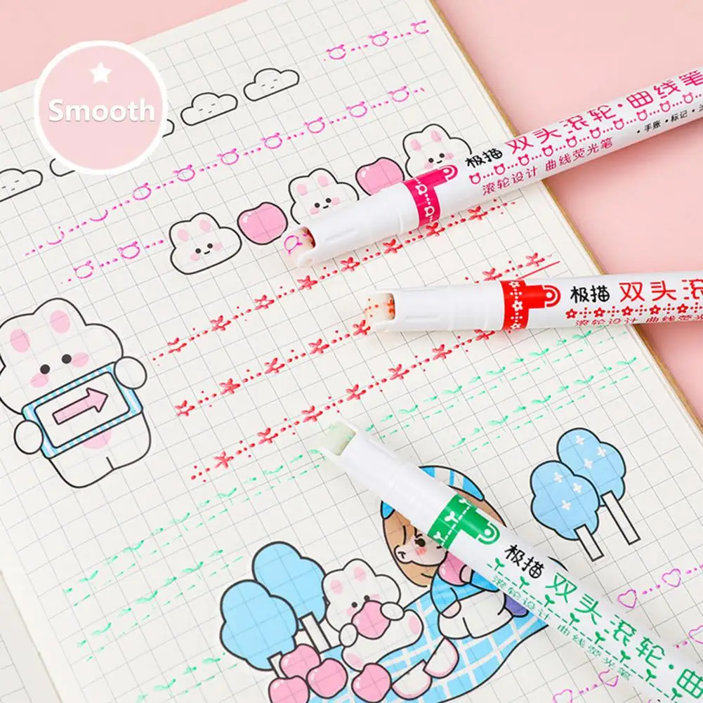 

Marking Portable Teens Cute Heart Pattern Scrapbook Highlighter Pen with Roller Tip Study Supplies