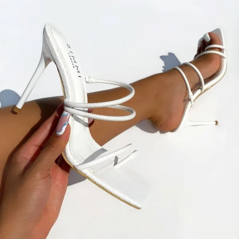 

2022 Summer New Solid Color High Heel Women's Shoes Outdoor Square Toe Sandals Sexy Stiletto