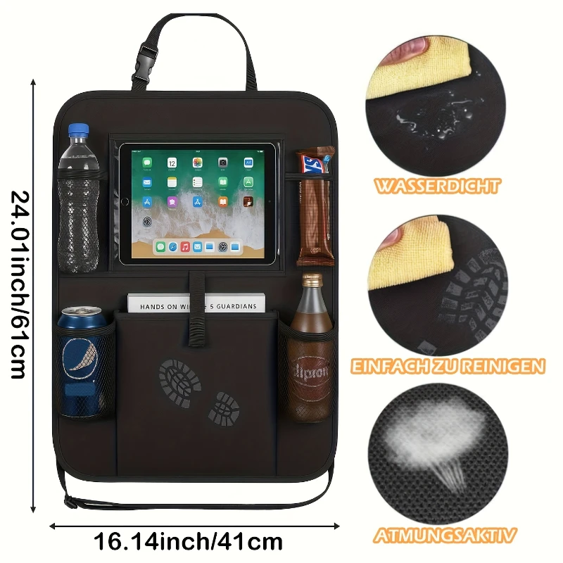 

Органайзер для автомобильного сиденья, многофункциональная сумка для хранения на спине автомобиля с несколькими карманами и держателем для планшета для детей