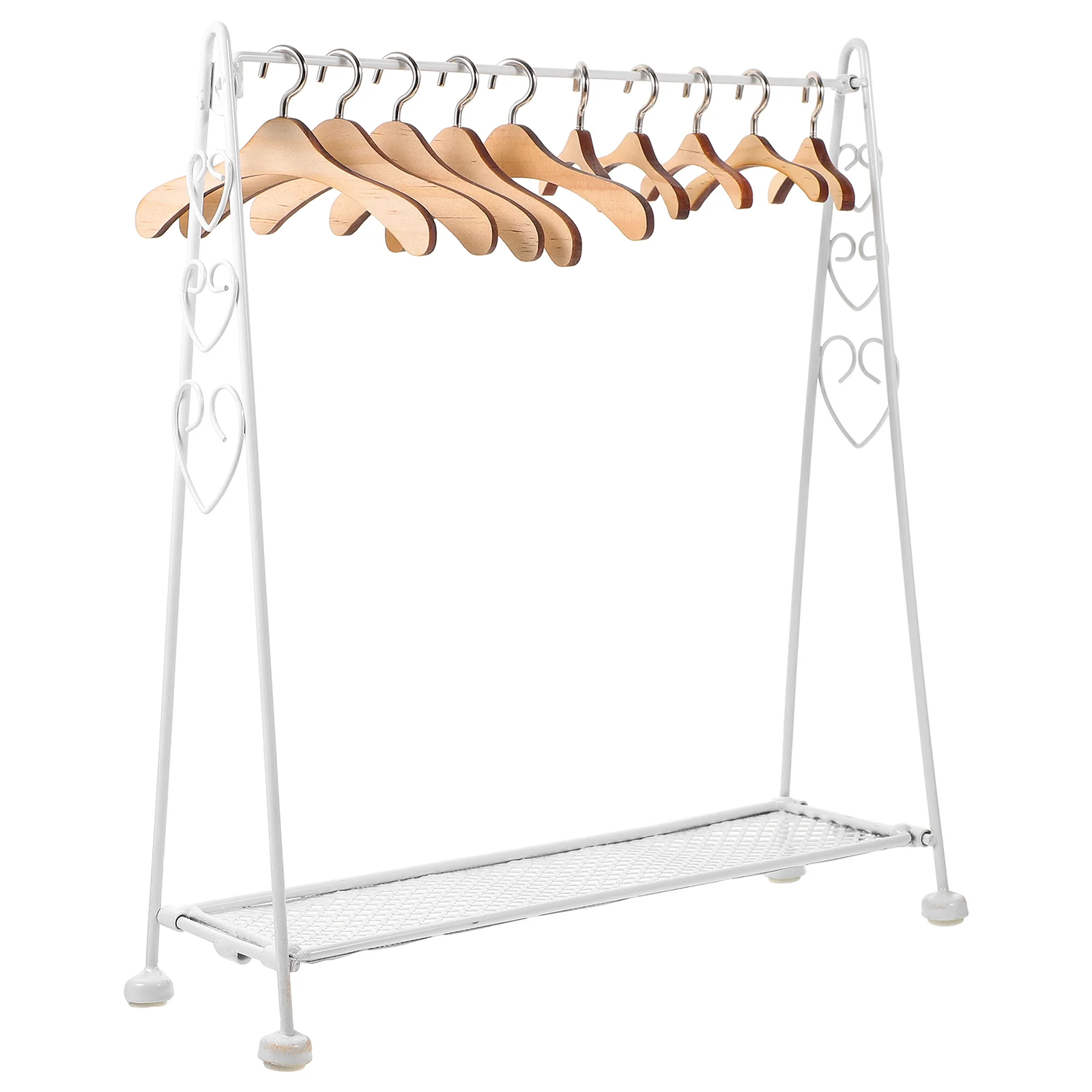 

Mini Clothes Rack Accessories Kids Furniture Miniature Clothing Wood Hangers Child