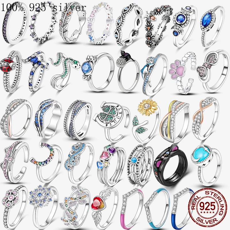 

Luxury Rings for Women 925 Silver Shocking Purple Finger Ring Anel Stackable Silver 925 Wedding Engagement Jewelry Anniversary