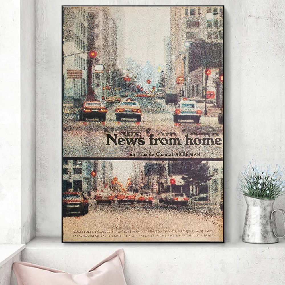 

News From Home Movie Poster Prints For Living Room Home Decor 70s Old Time New Yorker Street Landscape Canvas Painting Wall Art