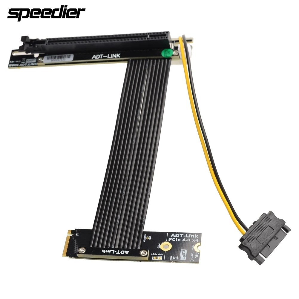 

Riser M.2 NVMe To PCI Express 4.0 x16 Extender Jumper For GPU Graphics Video Cards With 4P Sata Power Cable 64G/Bps PCI-e 16x