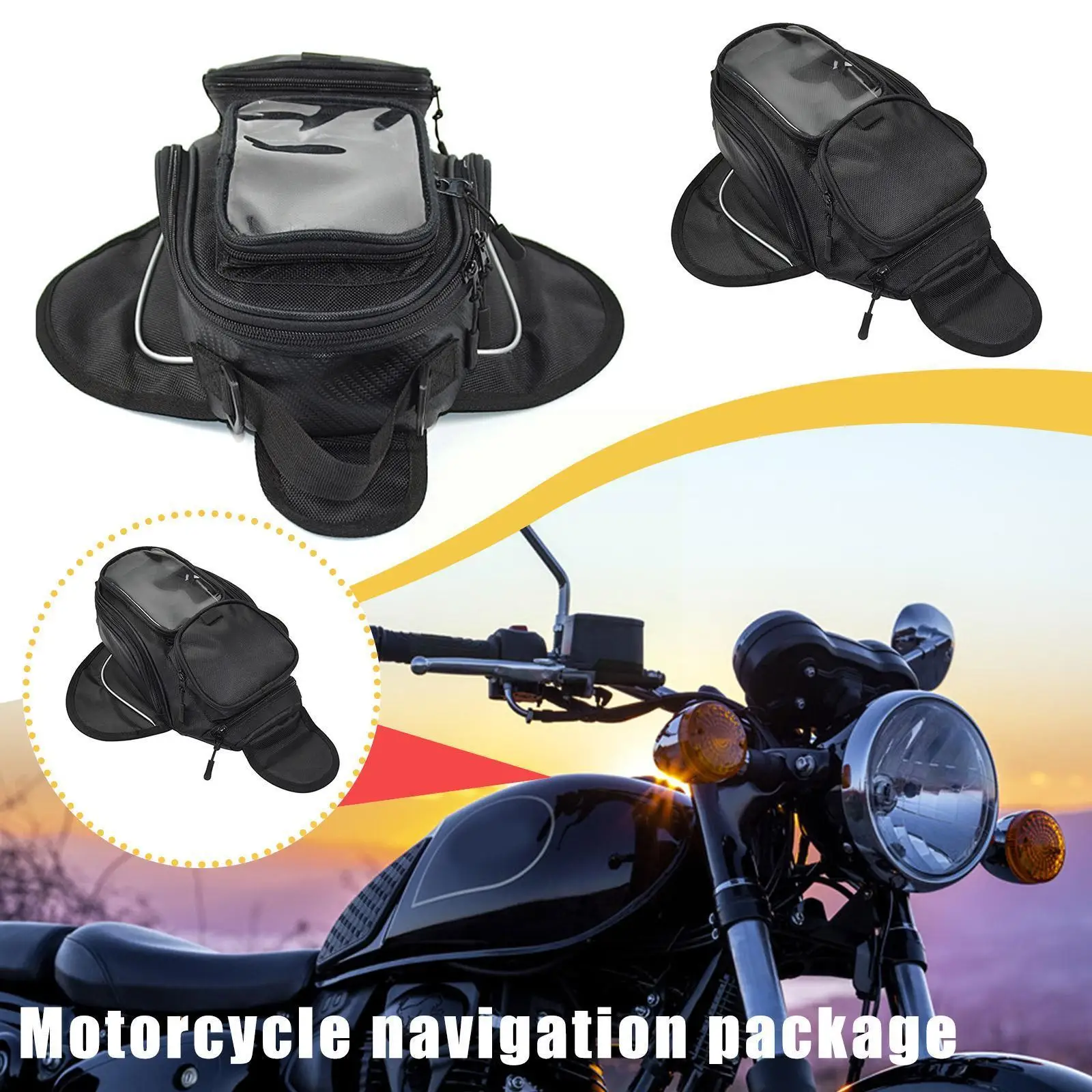 

Universal Black Multifunctional Magnetic Motorcycle Capacity Tank Luggage Waterproof Fuel Bag Cycling Big Package Non-slip Z1P9