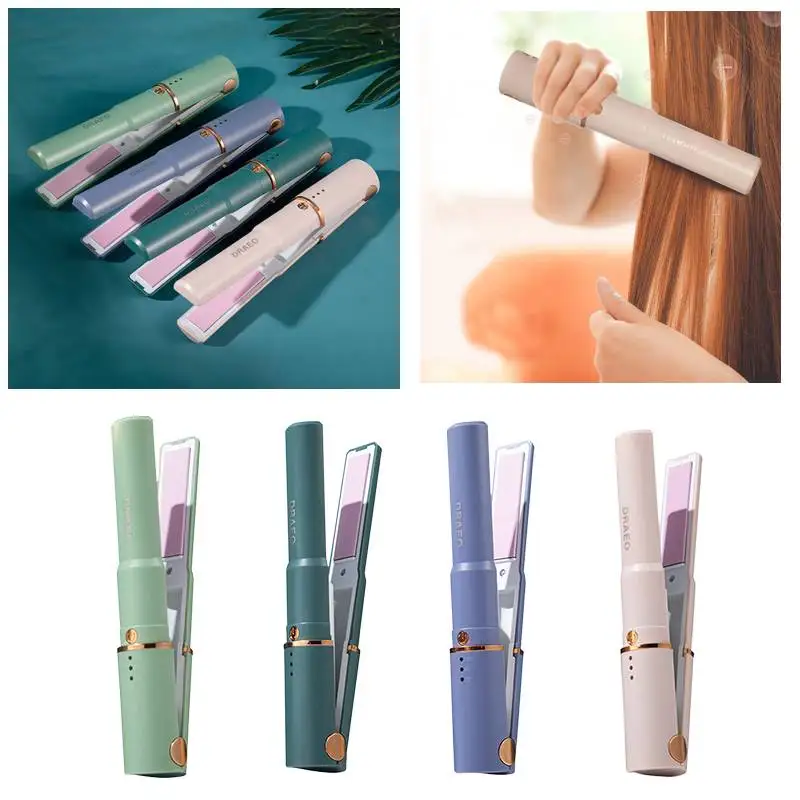 Mini Usb Hair Straightener Flat Iron Rechargeable Hair Straightening Curling Iron Wireless Portable Hair Curler Styling Tools