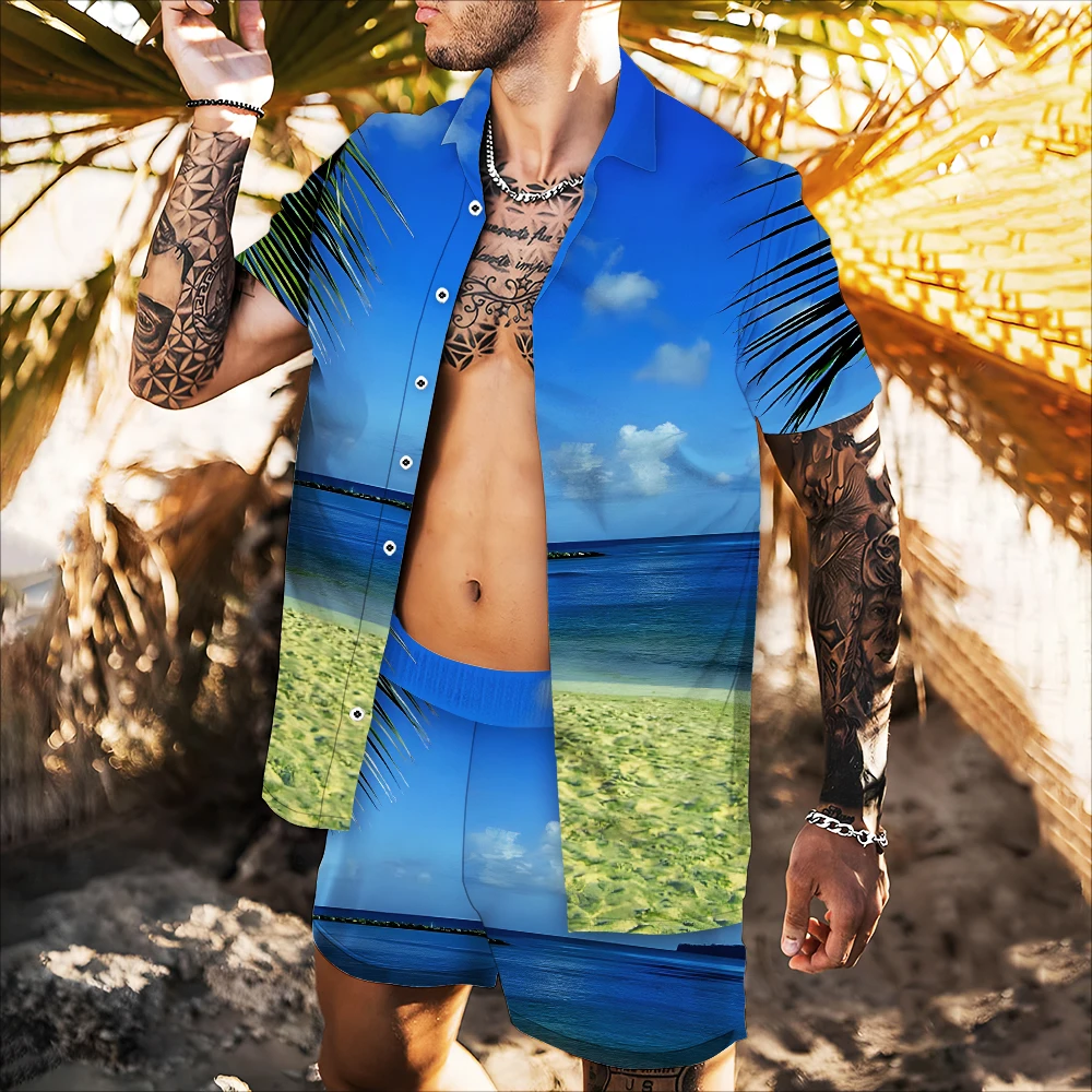 

Мужские рубашки весна-лето 2022 Новинка Лидер продаж стильная трендовая удобная одежда с 3D принтом пейзаж для подарка бойфренда