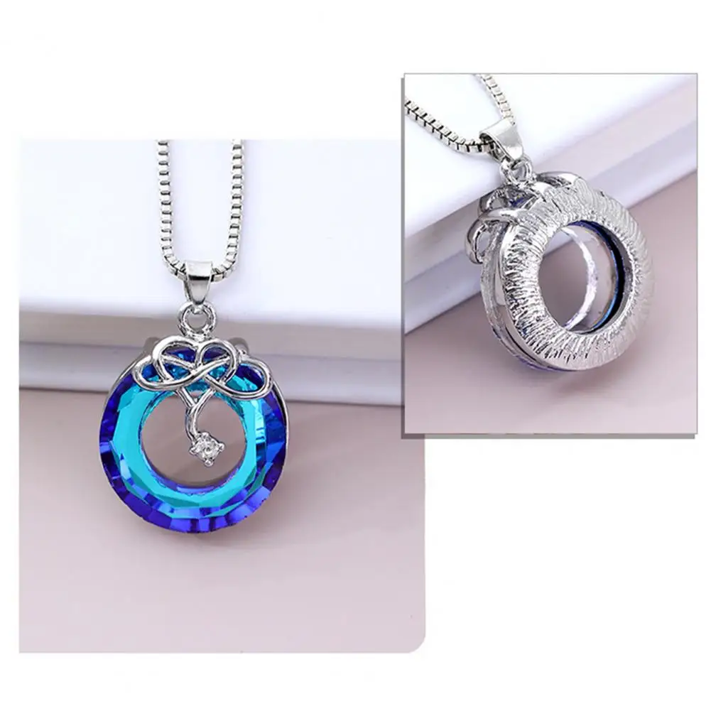 

Ladies Jewelry Set Round Pendant Blue Ladies Clavicle Necklace Drop Earrings Set Electroplating Women Jewelry Set Daily Wear