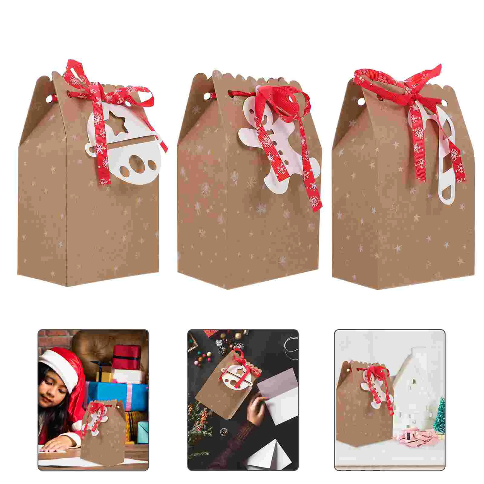 

Christmas Box Boxes Gift Treat Bagscandypouch Holiday Biscuit Packing Favors Favor Bakery Small Container Portable Goodie Party