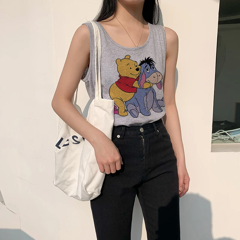 

Aesthetic Disney Winnie The Pooh Tank Top Women Summer Tank Top Harajuku Sleeveless Casual Fashion Korean Version 90s Girl Camis