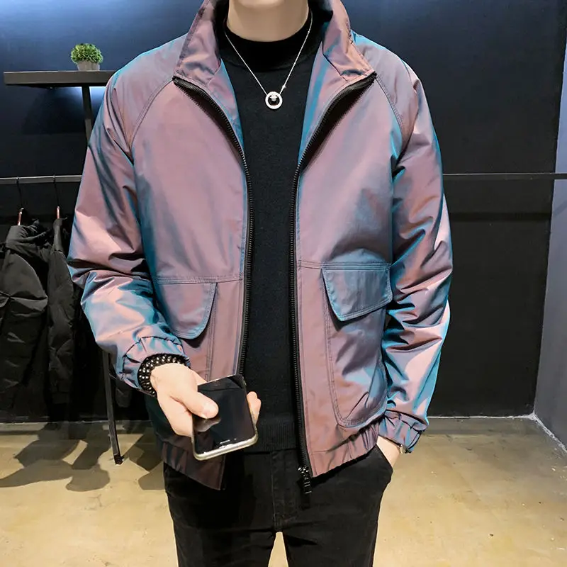 

Jacket for Men Spring Autumn Slim Fit Bomber Jackets Men's Casual Large Pocket Fashion Clothing Turn-down Collar Outerwear Q182