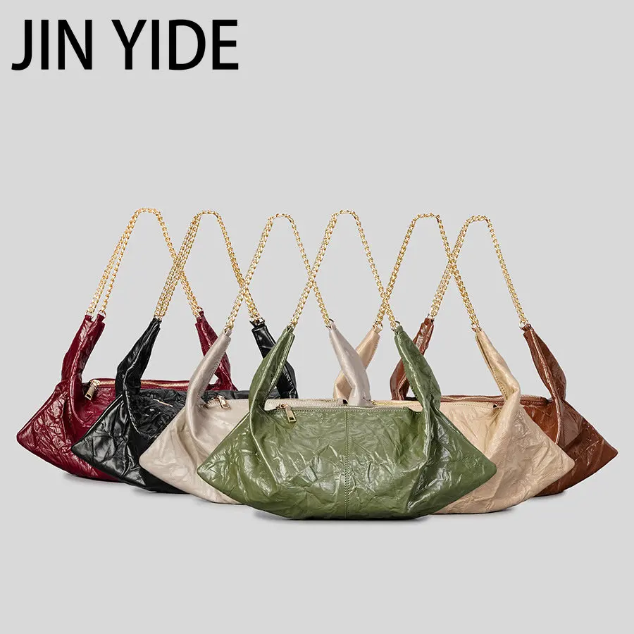 Vintage Chic Hobos Women Shoulder Bags Designer Ruched Soft Pu Leather Handbags Fashion Armpit Bag Casual Large Tote Purses 2023