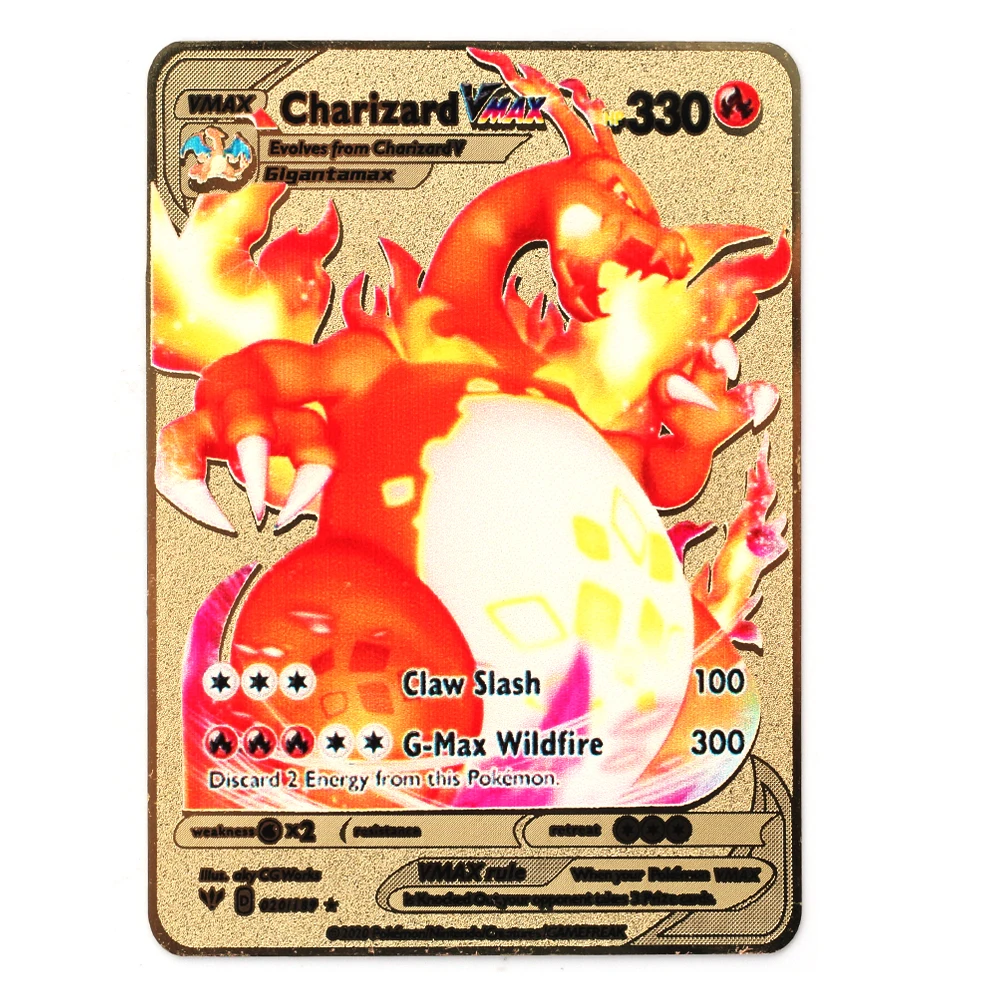 Карты Pokemon Metal Vmax GX Energy Card Charizard Pikachu редкая коллекция Боевая тренировочная карта