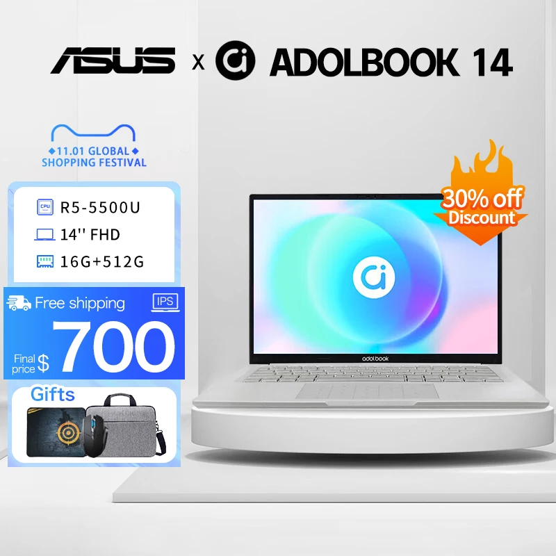Ноутбук ASUS ADOL14 Slim, AMD Ryzen5 5500U/i5-1135G7 16 Гб ОЗУ 512 ГБ SSD FHD экран 14 дюймов, компьютер, офисный ноутбук Ноутбук ASUS ADOL14 Slim, AMD Ryzen5 5500U/i5-1135G7 16 Гб ОЗУ 512 ГБ SSD FHD экран 14 дюймов, компьютер, офисный ноутбук