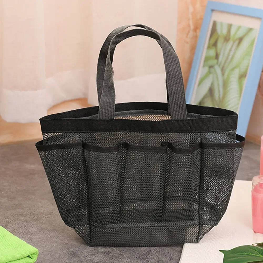 Mesh Storage Bag Beach Bags Transparent Foldable Large Capacity Shoe Bag Women Beach Travel Bath Organizer Bag HandBag