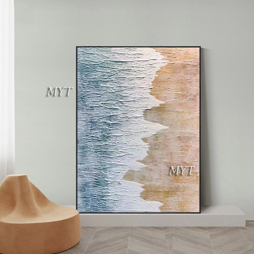 

Palette Knife Canvas Art Sea Wave Acrylic Textured Abstract Painting No Frame Showpiece For Home Decoration Quality Artwork