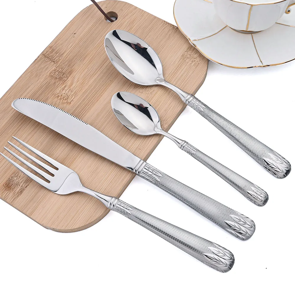 

Новая столовая посуда AJOYOUS, черная столовая посуда из нержавеющей стали 304, нож, вилка, ложка, зеркальная столовая посуда, набор серебряной посуды