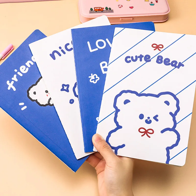 

30sheets Cartoon Ins Bear Notebook Small Fresh A5 Horizontal Line Diary Student Learning Stationery Office Supplies