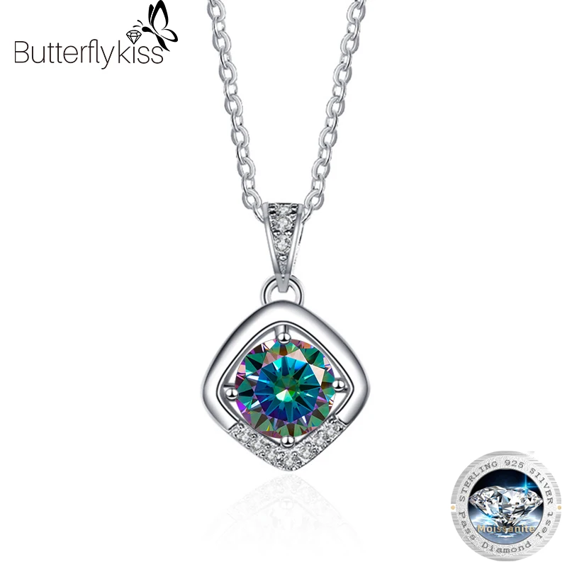 

Butterflykiss New Arrivals 925 Sterling Silver Round 1.0CT Moissanite Necklace Unique Christmas Newyear Jewelry Gifts For Women