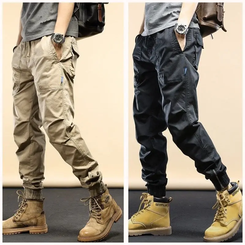 

Outdoor New Khaki Overalls Men's Multi-pocket Girdle Pants Motorcycle Wind Trousers Cargo Pants Men Streetwear Men Clothing