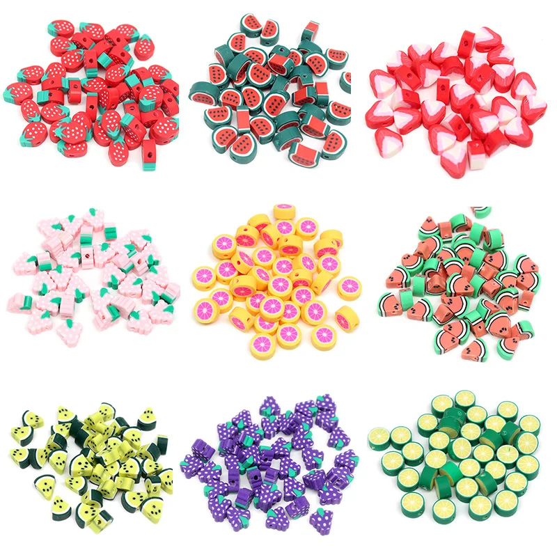 

20/50pcs Fruit Strawberry Orange Watermelon Polymer Clay Spacer Beads For Jewelry Making DIY Bracelet Keychain Accessories