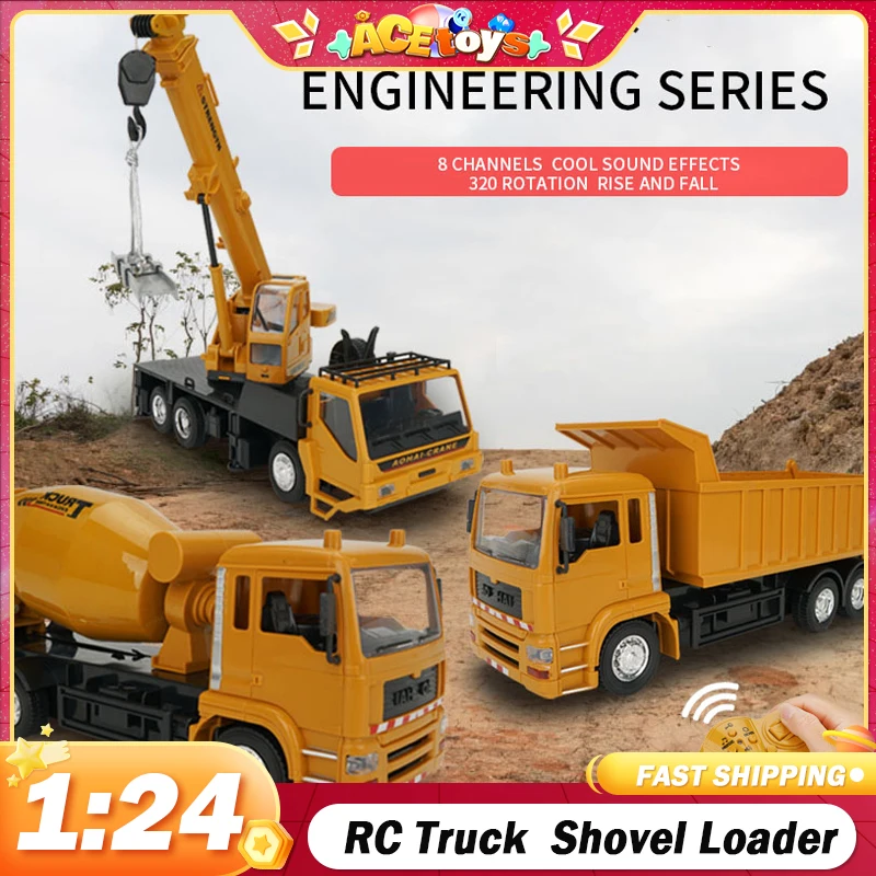 

RC Truck Tractor Bulldozer 1:24 Wheel Shovel Loader Model Engineering Car 10CH 2.4G Radio Controlled Cars Toys for Boys Gifts