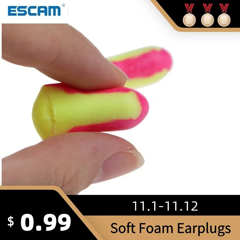 

ESCAM 10 Pairs Disposable Soft Foam Earplugs Snore-Proof Sleep Ear Protector No Cords