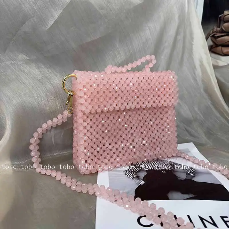 Летняя плетеная дамская сумочка из желе и бисера в французском стиле ярких