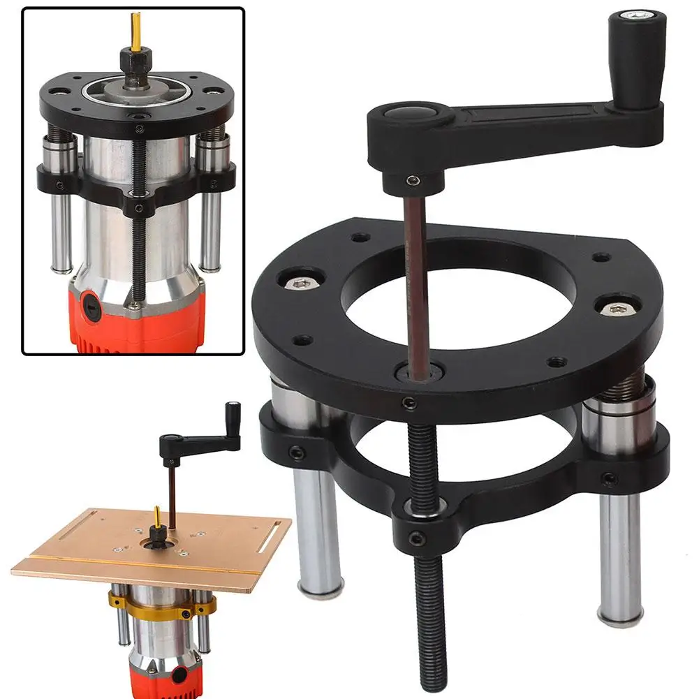 

Router Lift 65mm Universal Trimming Machine Router Lift Table Base For Woodworking Benches Table Saw Aluminum Alloy Base To A1t5