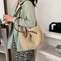 fashion female tote bag shoulder bags for womens 2022 summer trend beach straw handbags and purses lady travel shopping bags