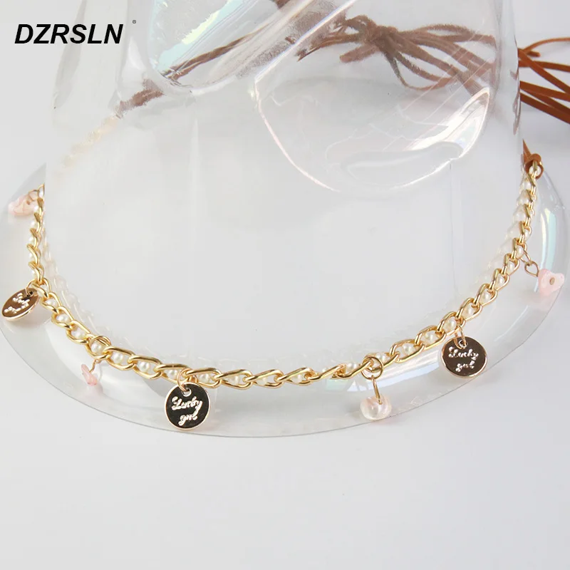 

1 PCS Pearl Chain hat accessories with fashion letter‘lucky girl’ Decoration,DIY caps decorative